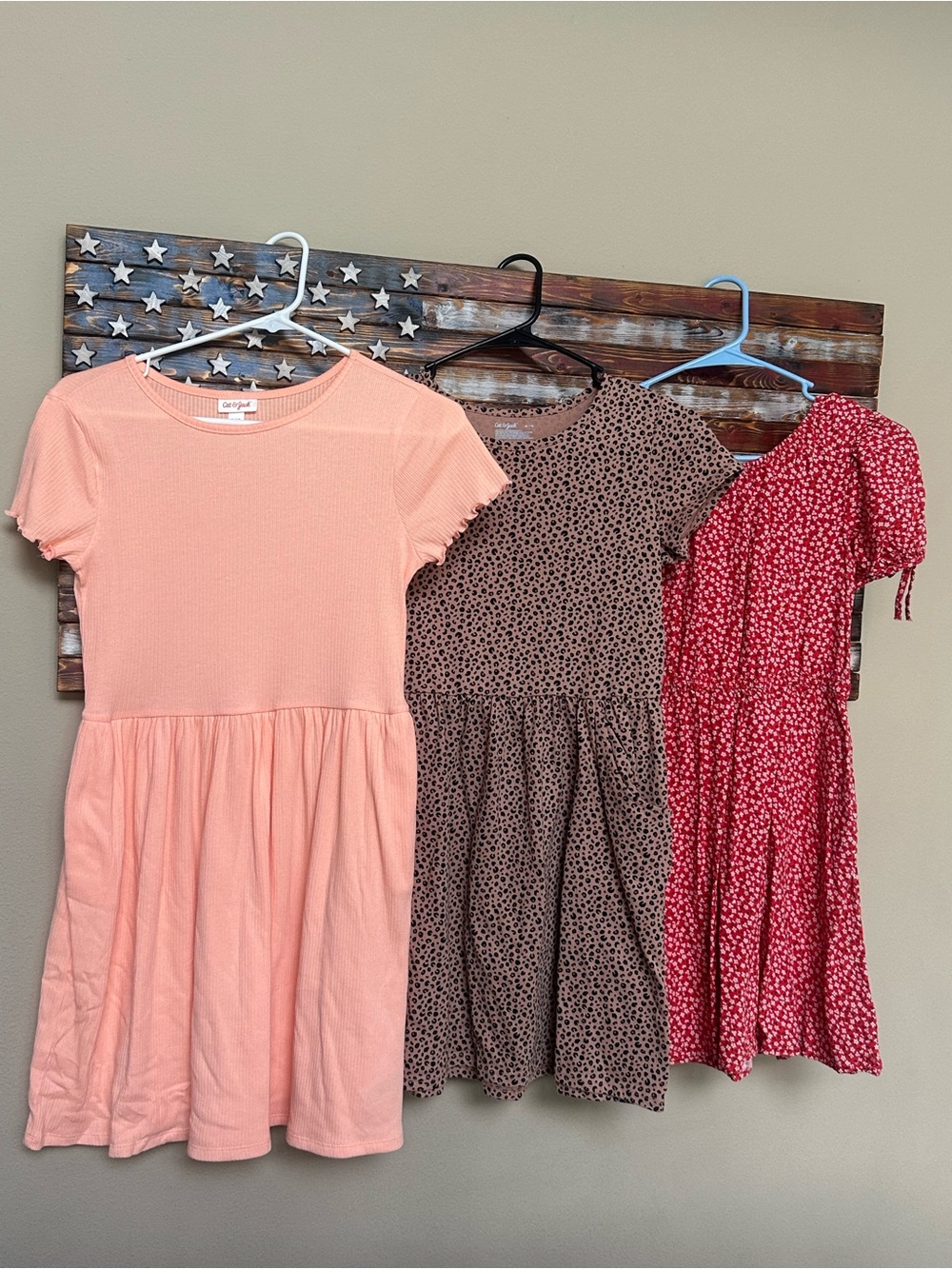 Cat & Jack Girls XL 14 Dress Lot 3 Floral Leopard Ribbed Dresses